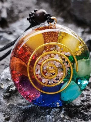 7 Chakra Stone Orgonite Healing Pendant Natural Gemstone Resin Charm Necklace