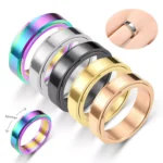 Anti-anxiety Spinner Fidget Rotating Rings Men Women Band Stainless Steel Rings