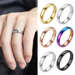 4MM Silver Gold Plated Stainless Steel Men Women Wedding Ring Band Size 7-11